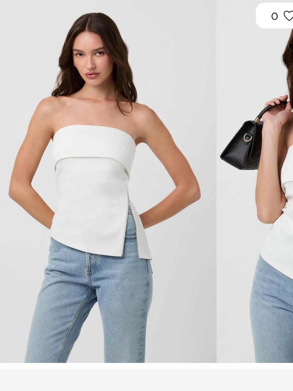 Astr Strapless Asymmetric White Top